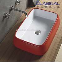 Big size simple modern design red and white color cabinet basin