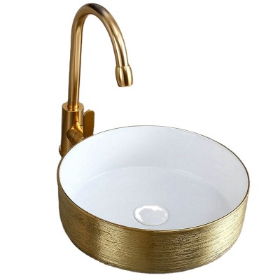 bathroom round circular luxury gold color wash basin